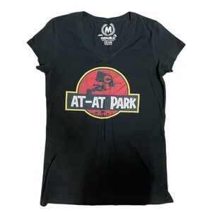 Star Wars AT-AT Park TeePublic T-Shirt Women’s M Black Graphic V-Neck